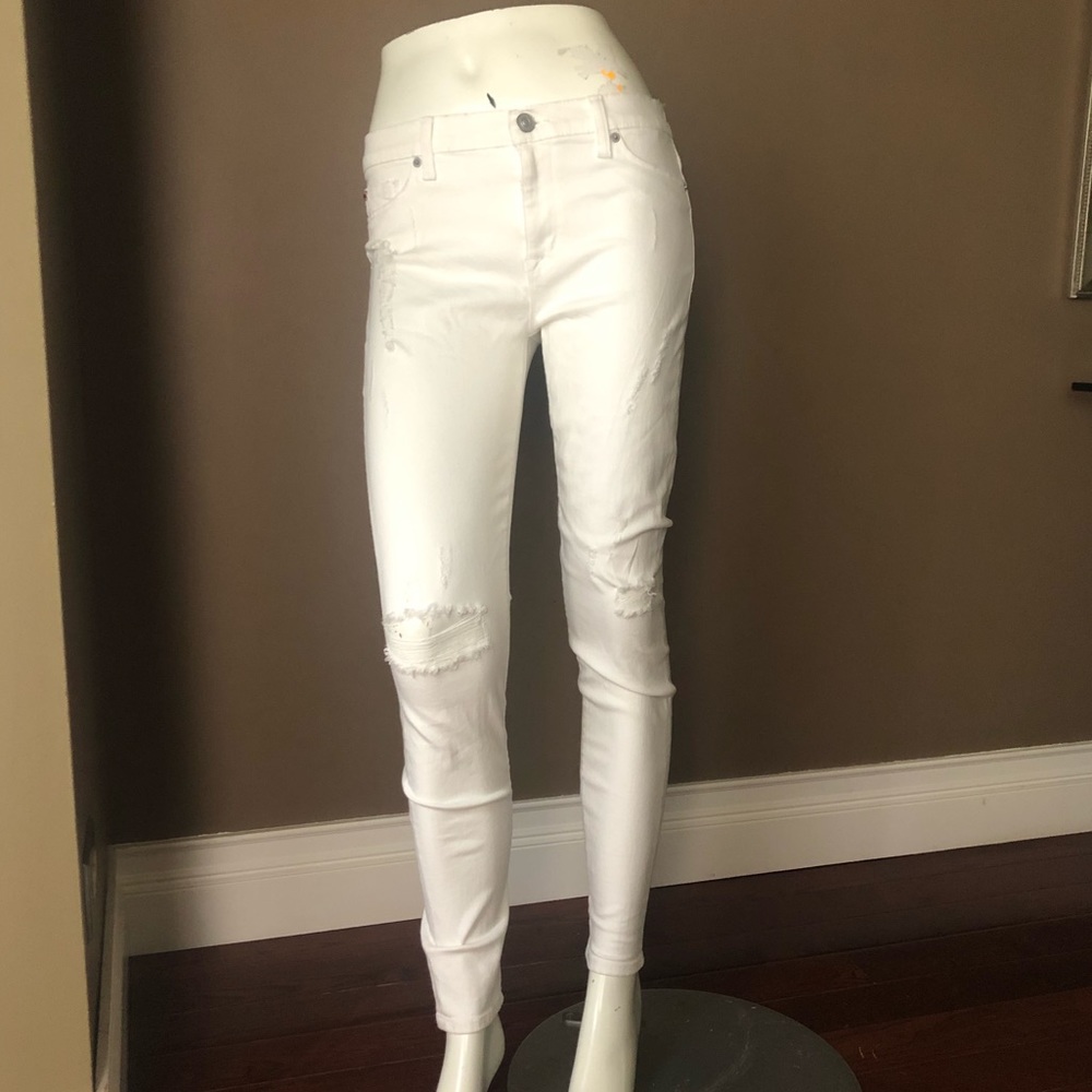 Hudson White Distress Jeans